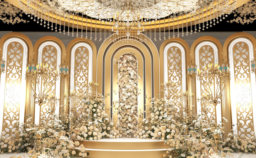 军垦路街道香槟色调婚礼堂效果展示